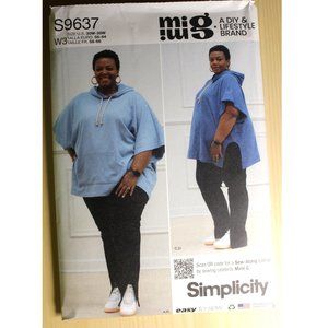UNCUT Simplicity S9637 sewing pattern PULLOVER HOODIE LEGGINGS in SIZES 30W-38W